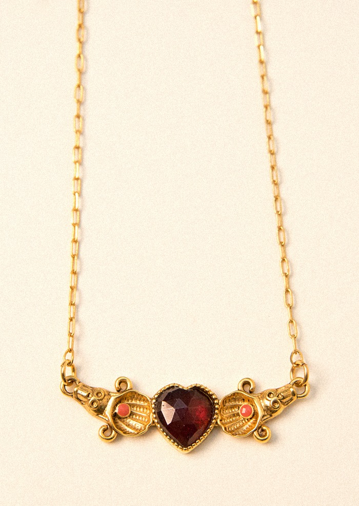 RED AMETHYST HEART NECKLACE